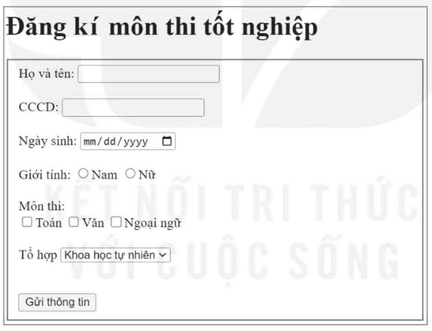 Tin học 12 - Bài 12. Tạo biểu mẫu 6 Tin học 12 Bài 12 Nhiệm vụ 2 Tạo biểu mẫu nhập thông tin đăng kí môn thi tốt nghiệp