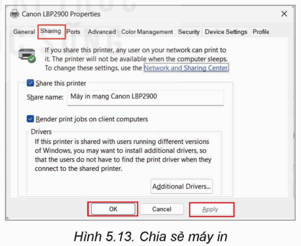 Tin học 12 – Bài 5. Thực hành chia sẻ tài nguyên trên mạng 16 Tin học 12 Bài 5 Chia sẻ máy in