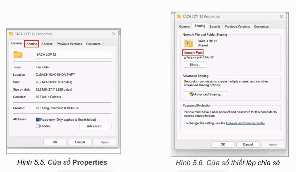 Tin học 12 – Bài 5. Thực hành chia sẻ tài nguyên trên mạng 12 Tin học 12 Bài 5 Chia sẻ tệp và thư mục
