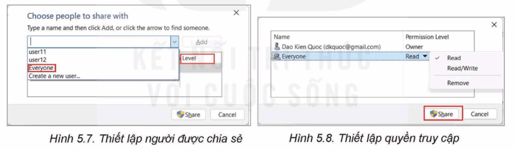 Tin học 12 – Bài 5. Thực hành chia sẻ tài nguyên trên mạng 13 Tin học 12 Bài 5 Chia sẻ tệp và thư mục