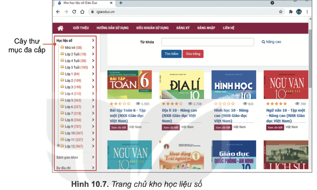 Tin học 10 – Bài 10. Thực hành khai thác tài nguyên trên Internet 9 Tin học 10 Bài 10 Nhiệm vụ 2 Khai thác kho học liệu mở trên Internet