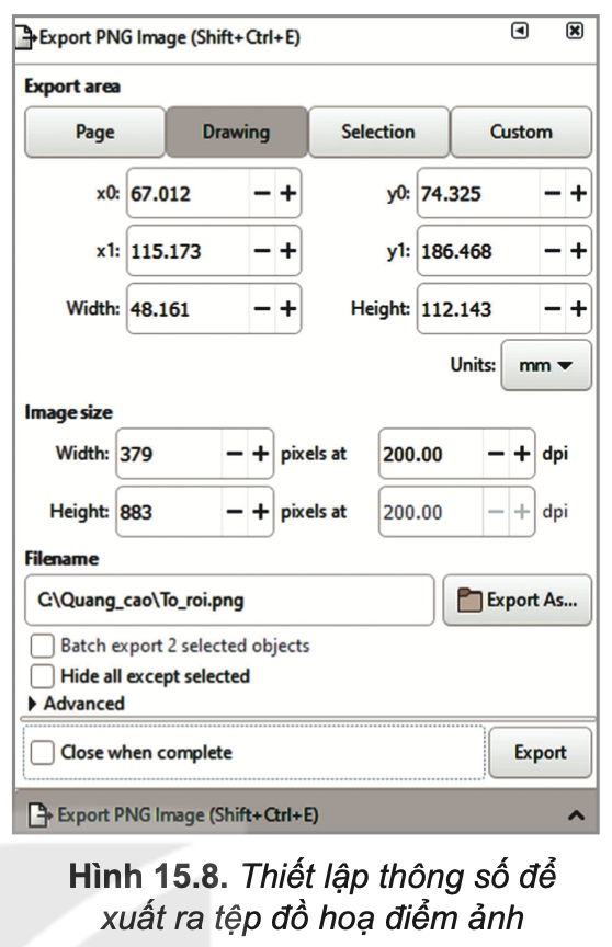 Tin học 10 – Bài 15. Hoàn thiện hình ảnh đồ họa 17 Tin học 10 Bài 15 Nhiệm vụ 6 và 7 Hoàn thiện và xuất sản phẩm