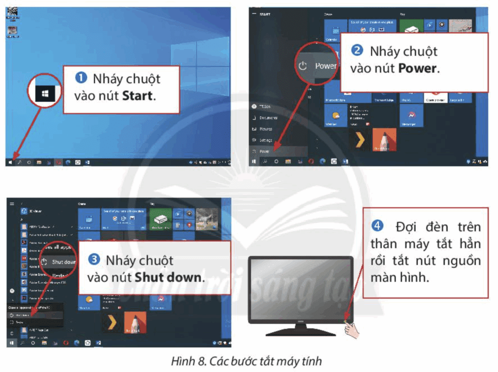 Tin học 3 - Bài 4. Làm việc với máy tính 8 Tin học 3 Bài 4 Tắt máy tính