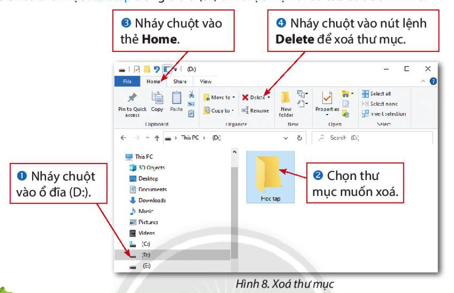Tin học 3 Bài 8 Làm quen với thư mục c Xóa thư mục